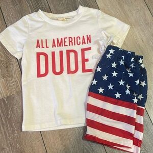 4th of July toddler boy 2 piece outfit